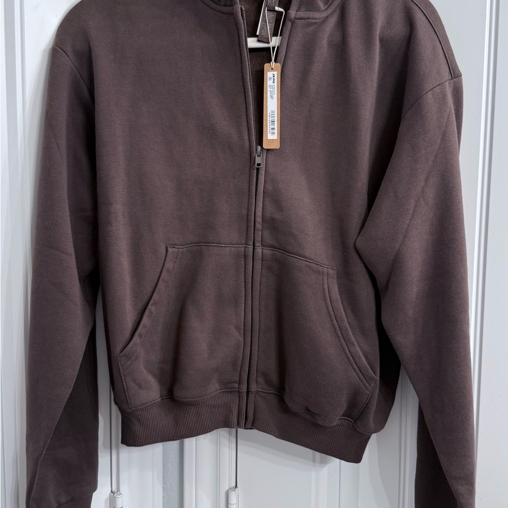 NOT FOR SALE ERROR ON LIST -SKIMS DARK SEPIA Zip-Up Hoodie